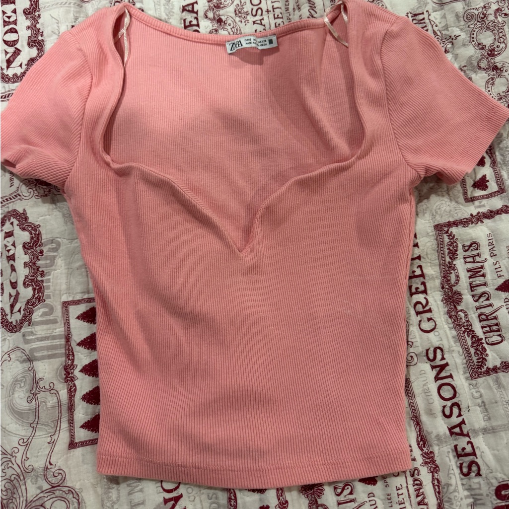 Zara Soft Pink Short Sleeve Top